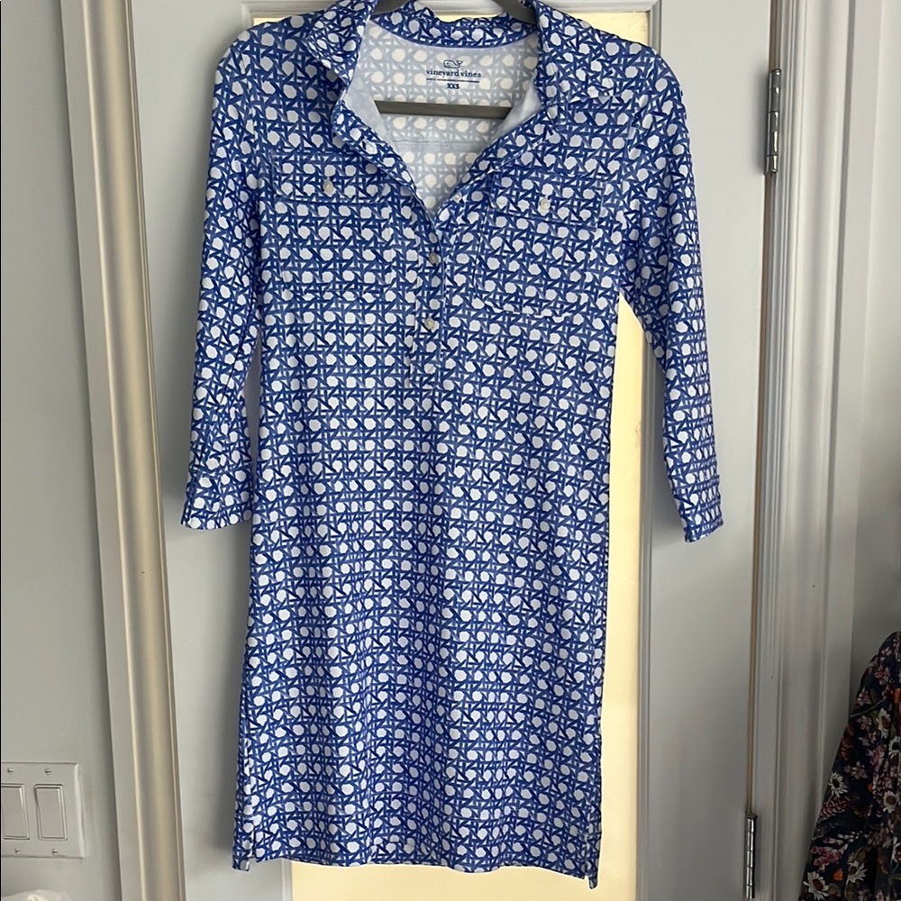 Blue and White Patterned Dress